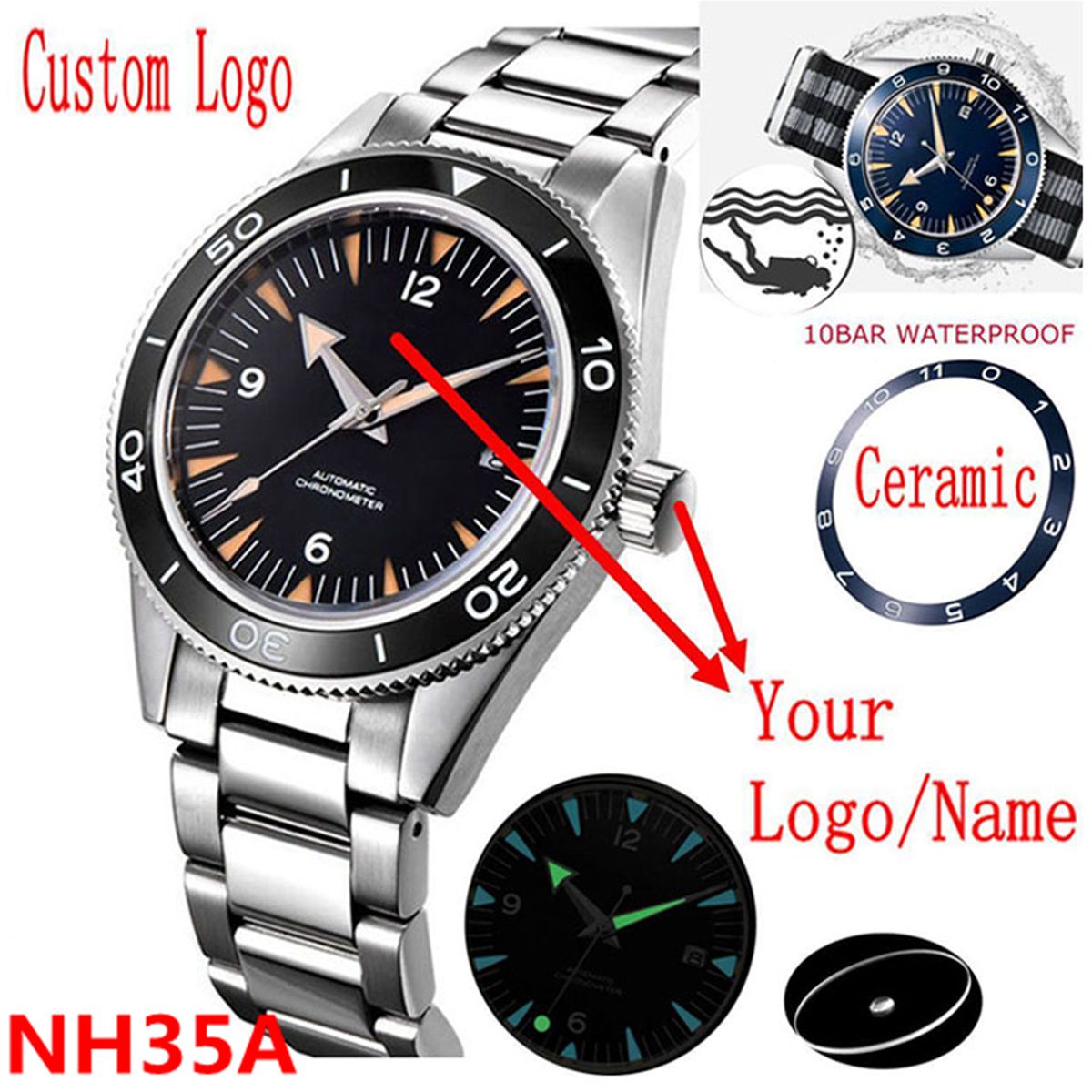 Luxury Watch Uk - Logo Kustom NH35 Jam Tangan Pergerakan