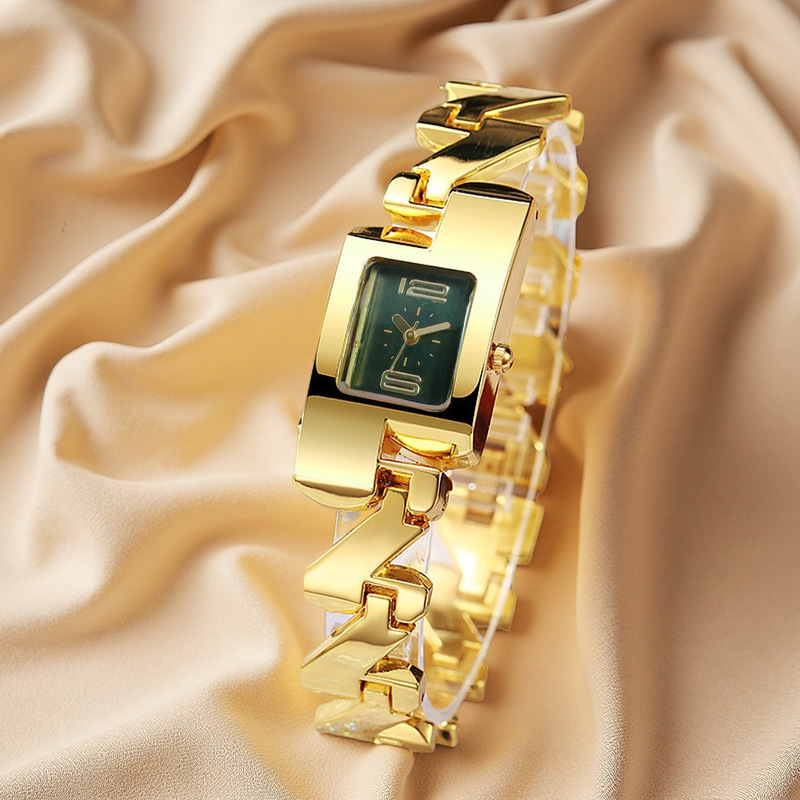 Luxury Watch Girl - Jam Tangan Wanita Quartz Persegi, Gelang