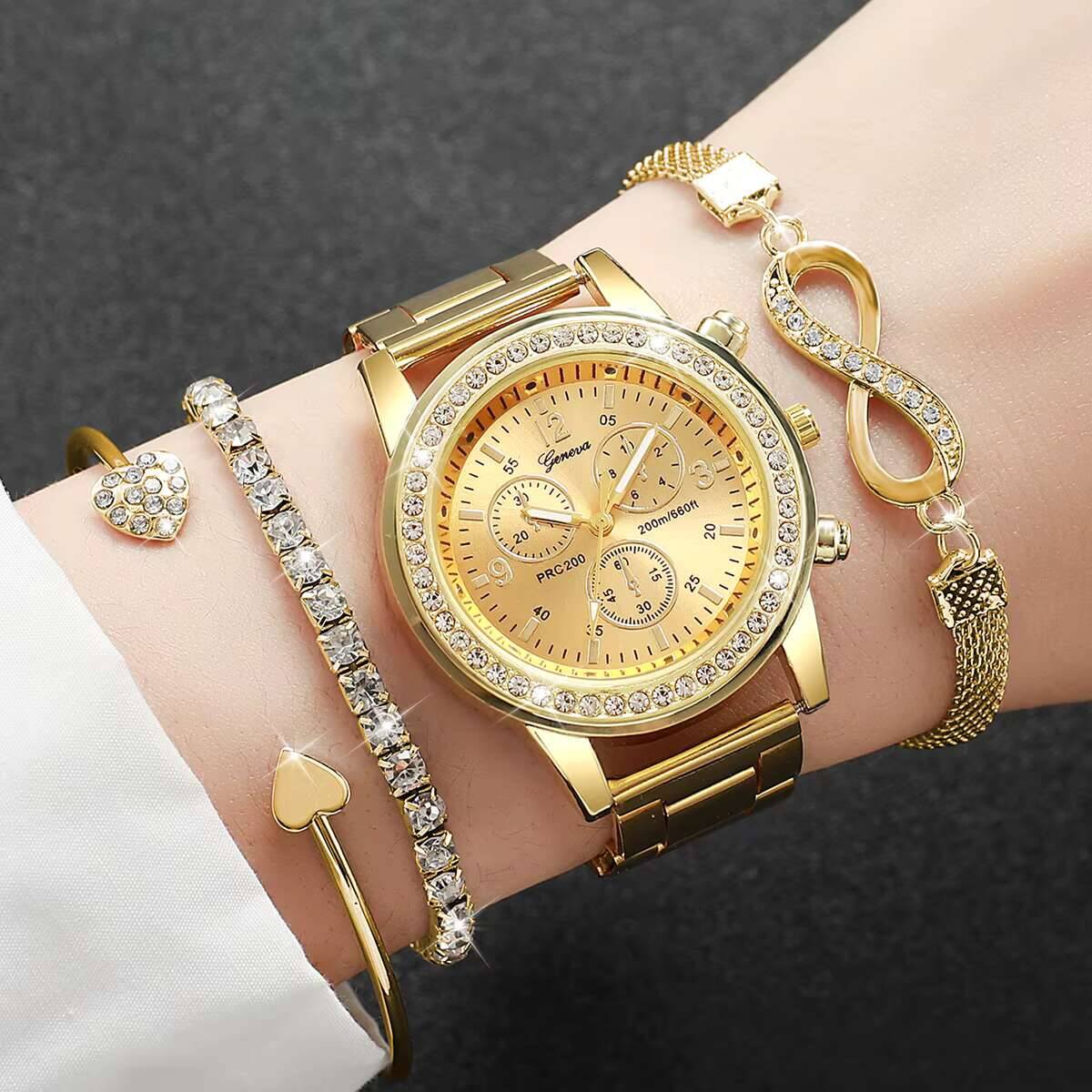 Luxury Watch Travel Case - 4 Buah/Set Jam Tangan Wanita Berlian