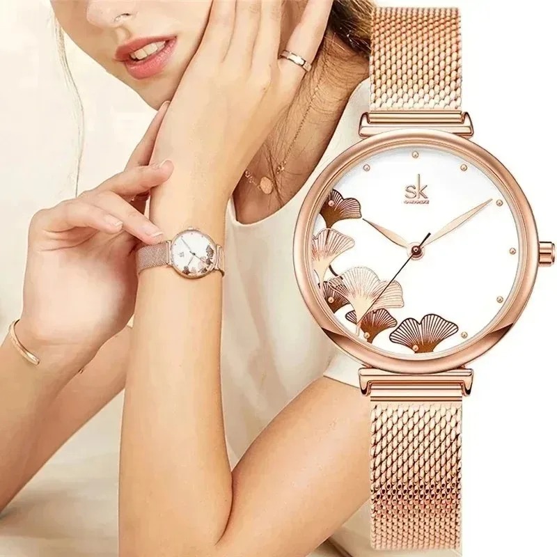 Luxury Watch Gift For Her - Jam tangan wanita mewah motif daun